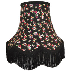 Black Multi Colour Floral Scalloped Fabric Lampshades