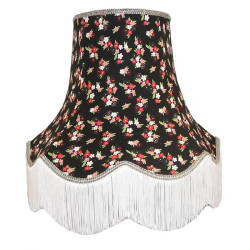Black and Silver Floral Scalloped Fabric Lampshades