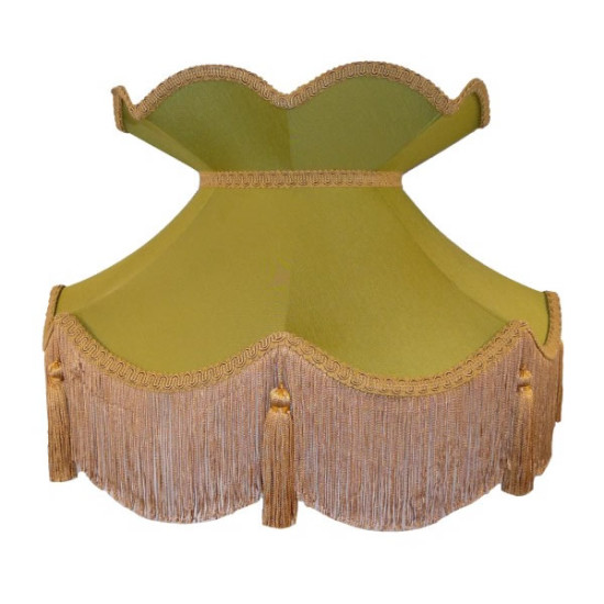 Green and Gold Victorian Fabric Lampshades