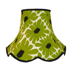 Green Retro Floral Modern Fabric Scalloped Bottom Lampshades