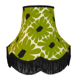Green Retro Floral Fabric Scalloped Bottom Lampshades