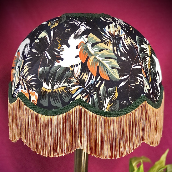 Forest Green Botanical Leaf Dome Fabric Lampshade
