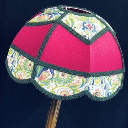Fuchsia Pink and William Morris Panelled Modern Fabric Lampshade