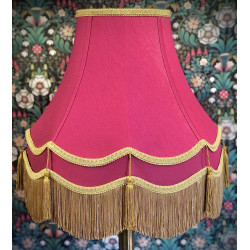 Fuchsia Pink and Gold Double Scallop Fabric Lampshades