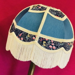 Slate Blue and Navy Floral Panelled Fabric Lampshade