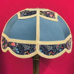 Slate Blue and Navy Floral Panelled Modern Fabric Lampshade
