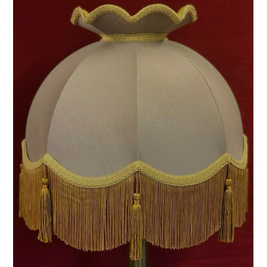 Taupe Beige and Gold Crown Dome Fabric Lampshade