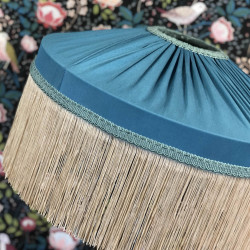 Azure Blue and Cream Gathered Tiffany Lampshade