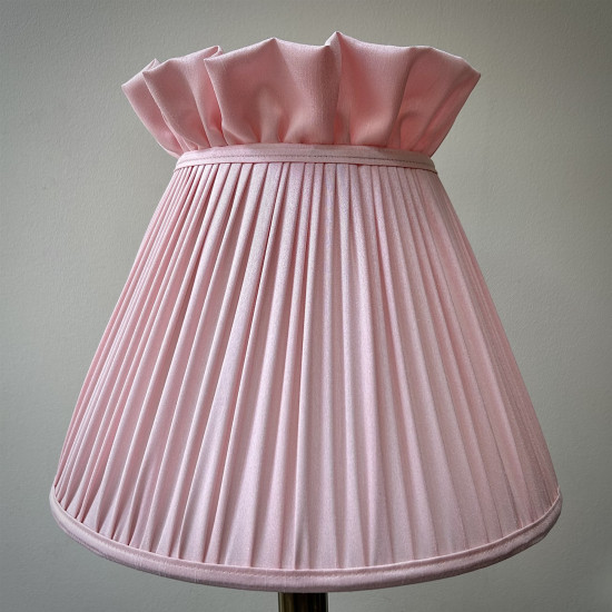 Baby Pink Ruffled Top Fabric Tapered Empire Lampshade