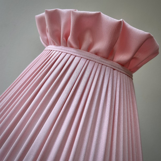 Baby Pink Ruffled Top Fabric Tapered Empire Lampshade
