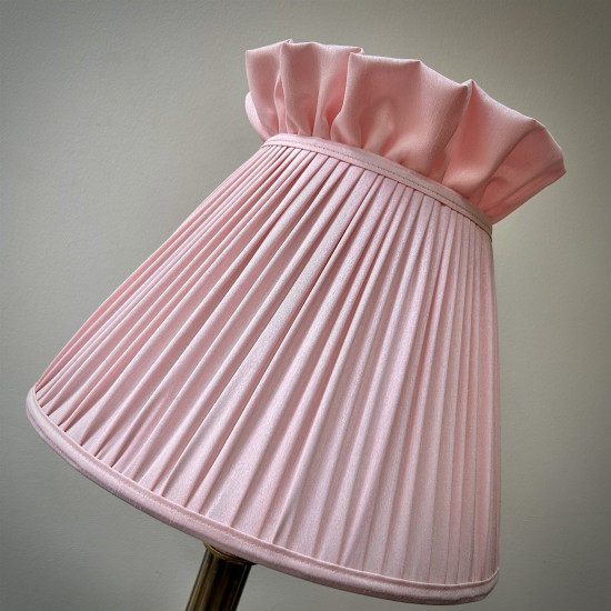 Baby Pink Ruffled Top Fabric Tapered Empire Lampshade