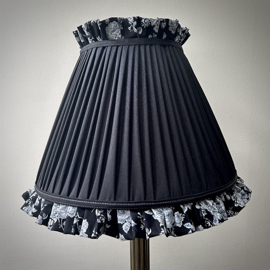 Black Floral Ruffled Fabric Tapered Empire Lampshade