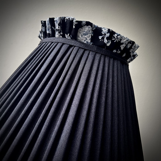 Black Floral Ruffled Fabric Tapered Empire Lampshade