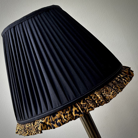 Black Leopard Ruffled Bottom Tapered Empire Lampshade