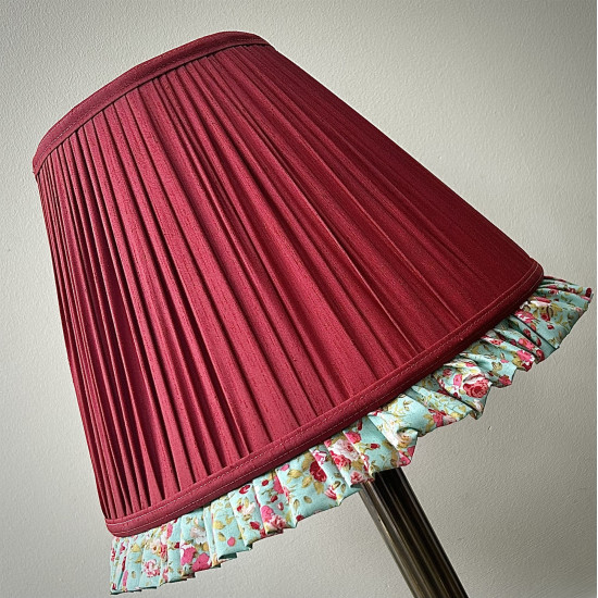 Rosso Red Green Floral Ruffled Bottom Lampshade