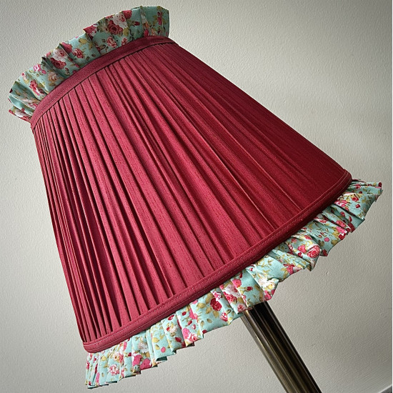 Rosso Red Green Floral Ruffled Lampshade