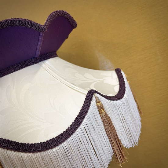 Cream Brocade and Purple Fabric Victorian Crown Top Lampshades