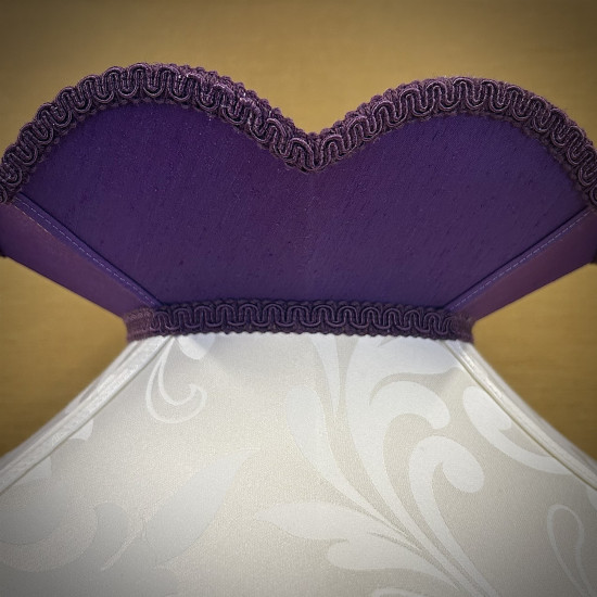 Cream Brocade and Purple Fabric Victorian Crown Top Lampshades