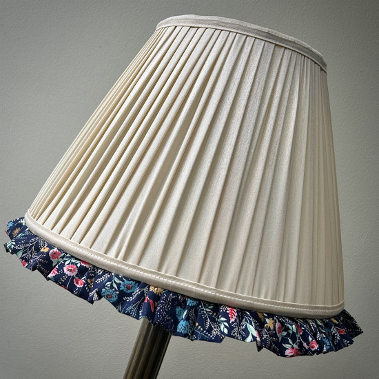 Cream Navy Floral Ruffled Bottom Tapered Empire Lampshade