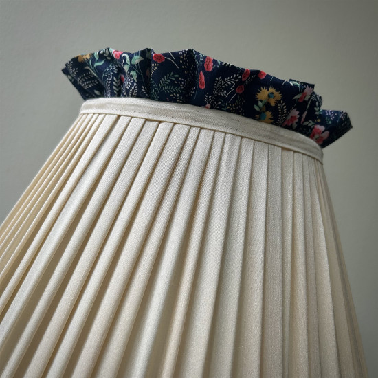 Cream Navy Floral Ruffled Fabric Tapered Empire Lampshade