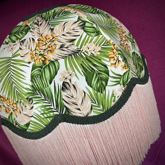 Cream and Pink Tropical Palm Leaf Dome Lampshade