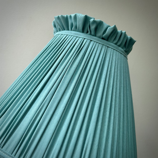 Duck Egg Blue Ruffled Fabric Tapered Empire Lampshade