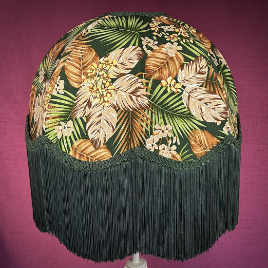 Green Tropical Palm Leaf Fabric Dome Fabric Lampshade