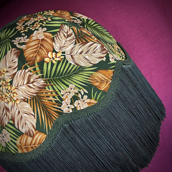 Green Tropical Palm Leaf Fabric Dome Fabric Lampshade