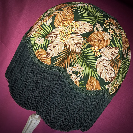 Green Tropical Palm Leaf Fabric Dome Fabric Lampshade