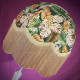 Green and Gold Tropical Palm Leaf Fabric Dome Lampshade
