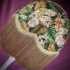 Green and Gold Tropical Palm Leaf Fabric Dome Lampshade