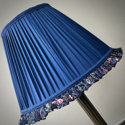 Navy Blue Floral Ruffled Bottom Lampshade