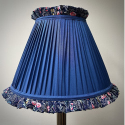 Navy Blue Floral Ruffled Lampshade