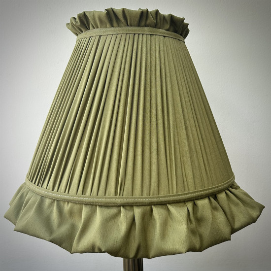 Olive Green Ruffled Fabric Lampshade