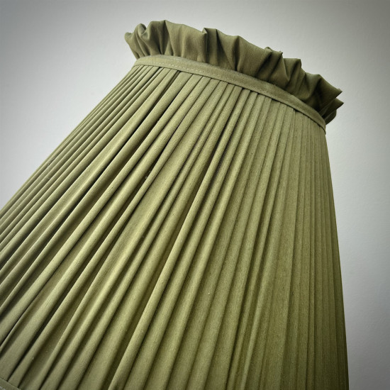 Olive Green Ruffled Fabric Lampshade