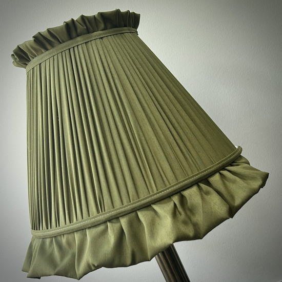 Olive Green Ruffled Fabric Lampshade