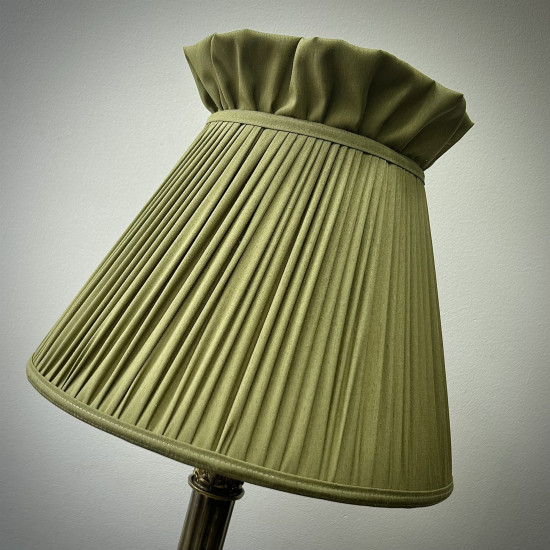 Olive Green Ruffled Top Fabric Lampshade
