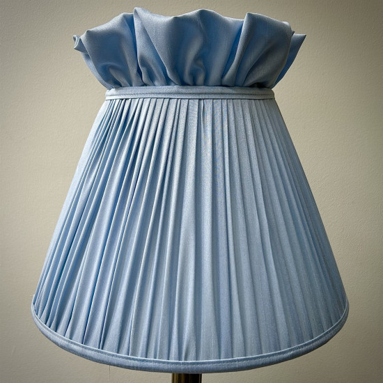 Powder Blue Ruffled Top Fabric Lampshade