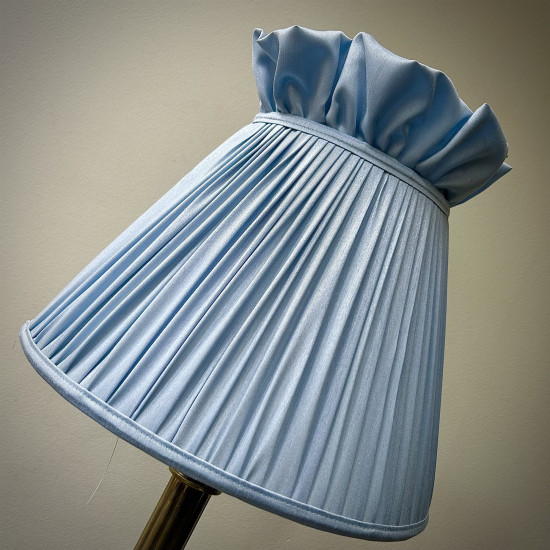 Powder Blue Ruffled Top Fabric Lampshade