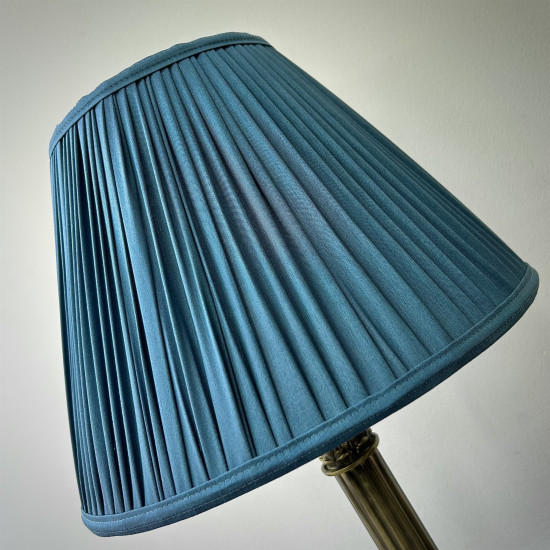 Slate Blue Gathered Fabric Lampshade