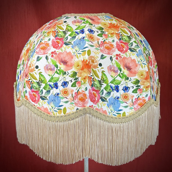 Vibrant Floral and Cream Dome Lampshade