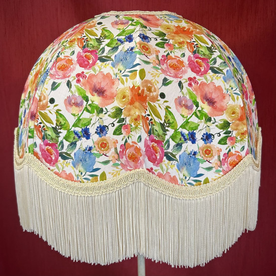 Vibrant Floral and Cream Dome Lampshade