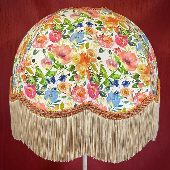 Vibrant Floral and Cream Dome Lampshade