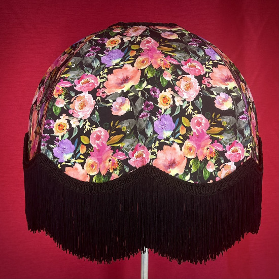 Vibrant Black Floral Dome Lampshade