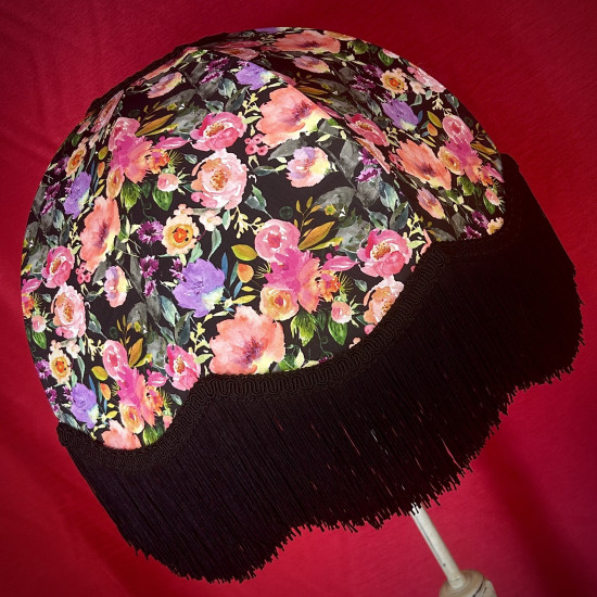 Vibrant Black Floral Dome Lampshade