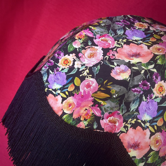 Vibrant Black Floral Dome Lampshade