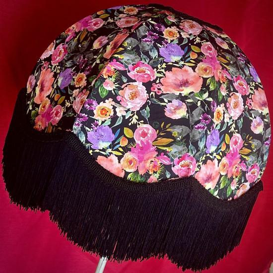 Vibrant Black Floral Dome Lampshade