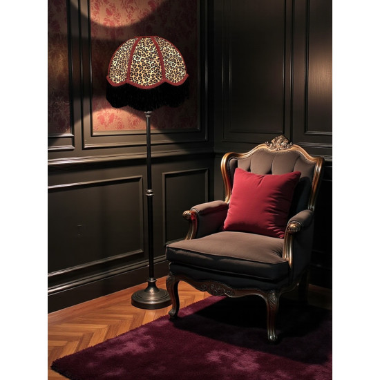 Beige Leopard Animal Print and Burgundy Dome Fabric Lampshades
