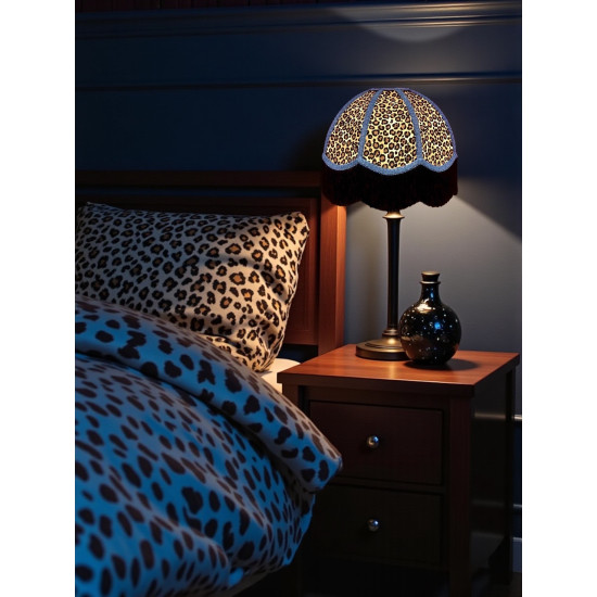Beige Leopard Animal Print and Slate Blue Dome Fabric Lampshades