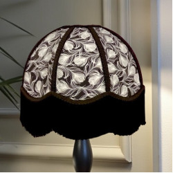 Grey Feather and Black Dome Fabric Lampshades
